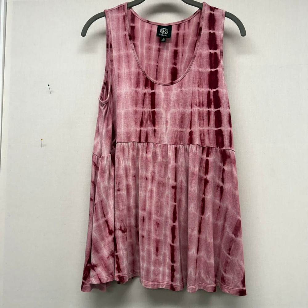 Women's Bobeau Pink Burgundy Tie-Dye Tank Top M